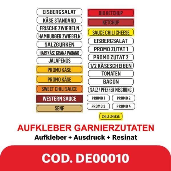 AUFKLEBER KUCHE GARNIERZUTATEN