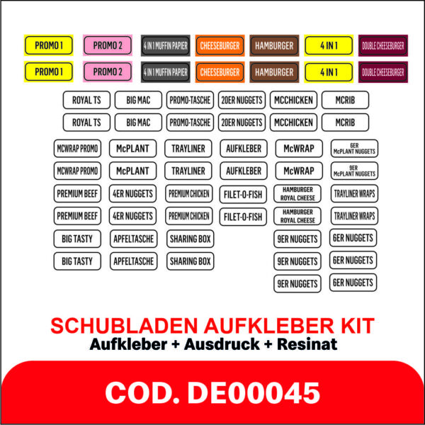 SCHUBLADEN AUFKLEBER KIT